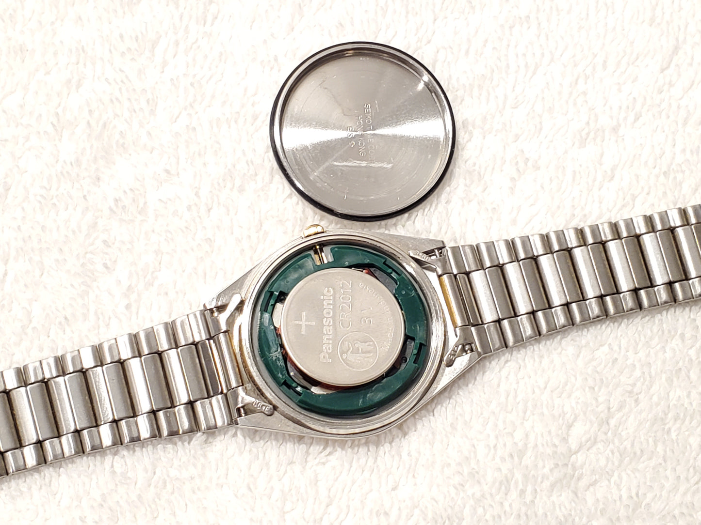 Vintage Seiko SQ Day Date Men's Quartz Watch Stainless Steel Gold Tone One Jewel