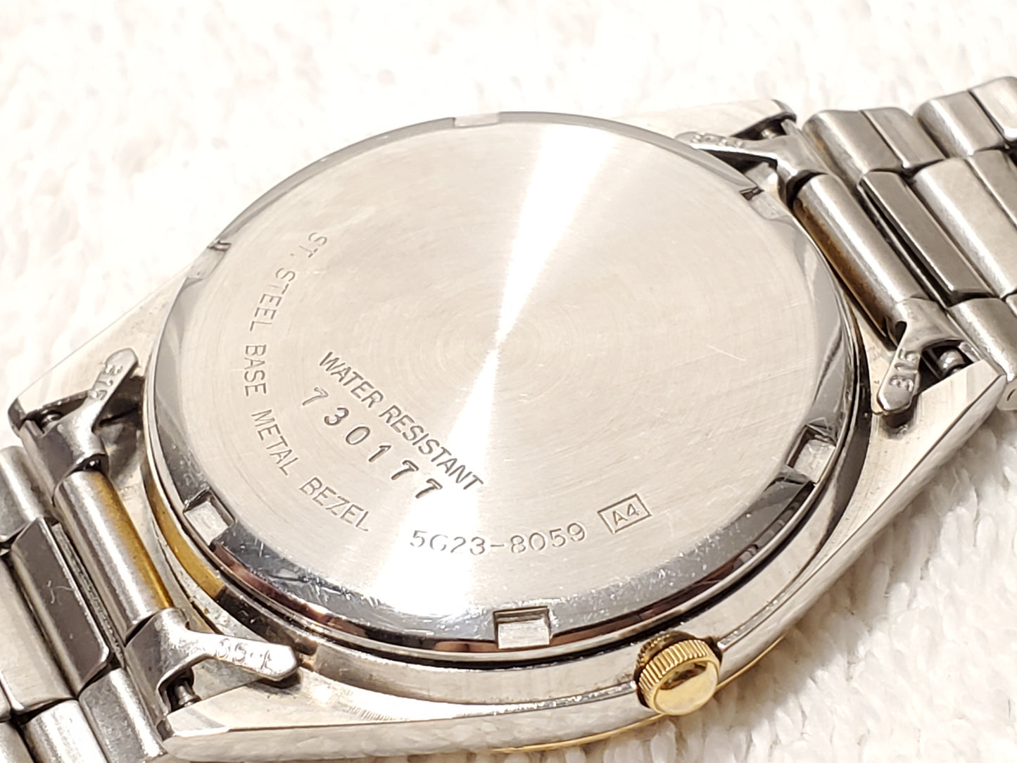 Vintage Seiko SQ Day Date Men's Quartz Watch Stainless Steel Gold Tone One Jewel