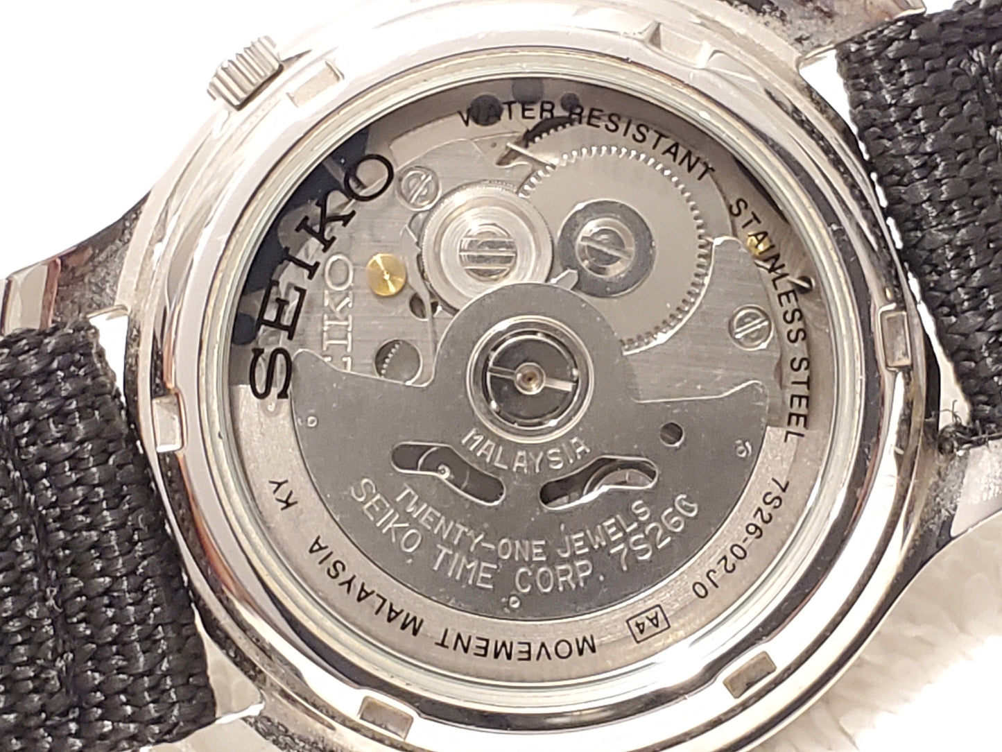 Vintage Seiko 5 Men's Automatic Day Date Watch Stainless Steel Black Twenty One Jewels