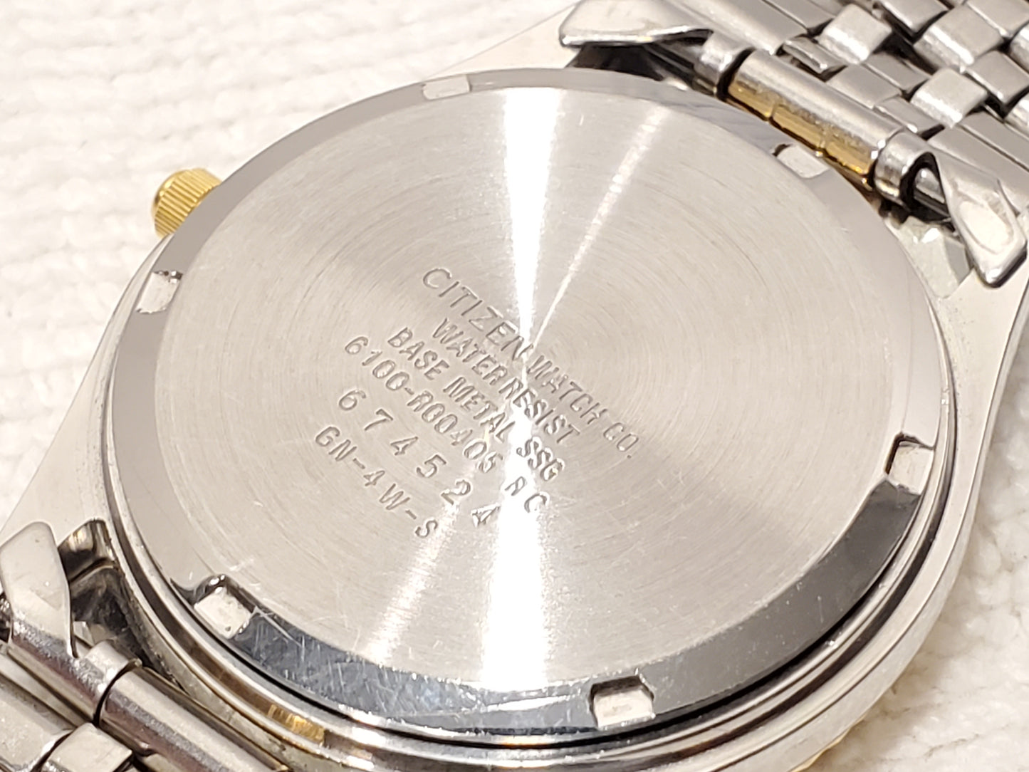 Vintage Citizen CQ Men's Day Date Watch Stainless Steel Gold Tone Presidential Fluted Bezel