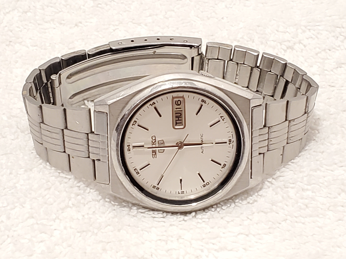 Vintage Seiko Men's Automatic Day Date Watch Stainless Steel Seventeen Jewels