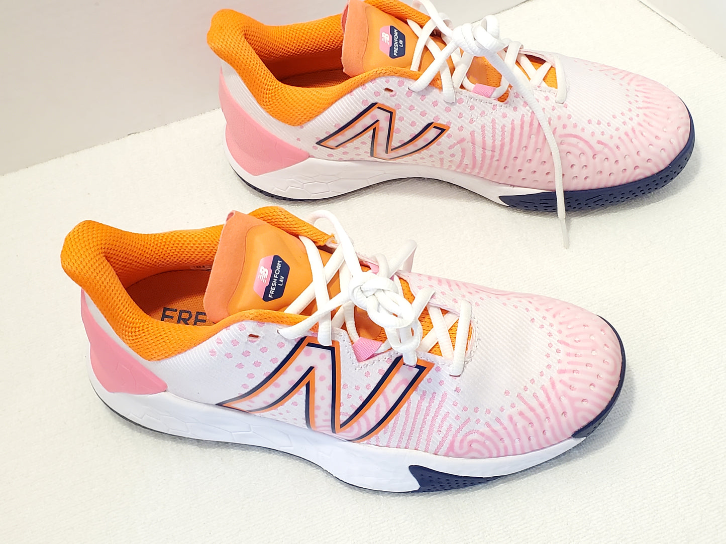 New Balance Fresh Foam LAV V2 Women's Size Tennis Shoes Pink Orange Black White Lace Up Running Jogging