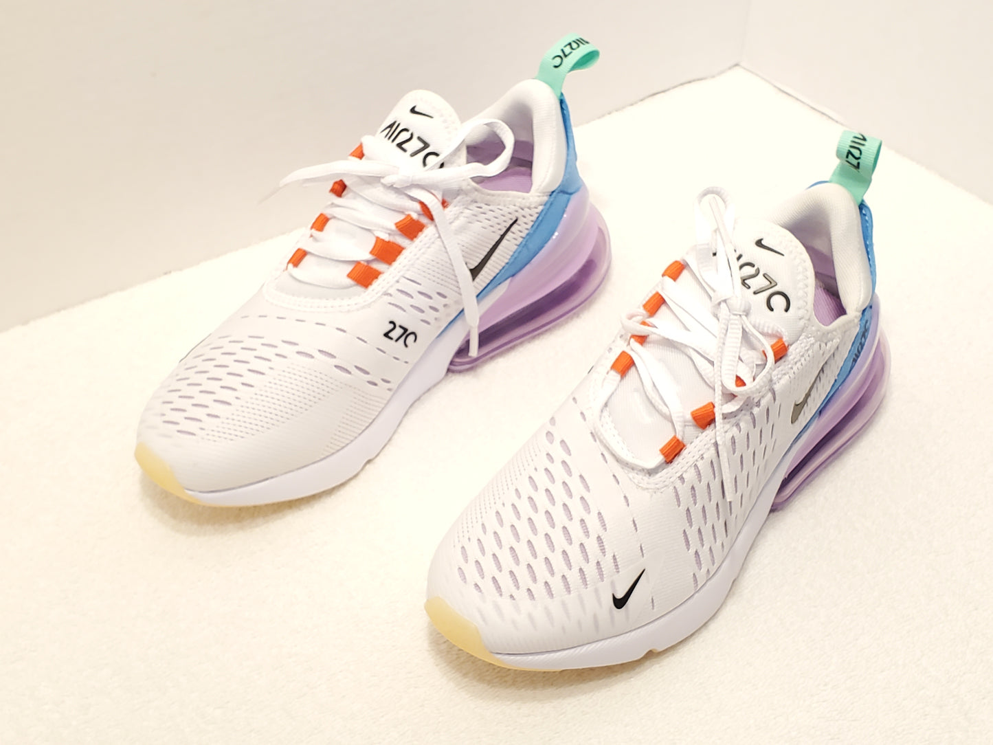 Nike Air Max 270 Women's Sneakers Size 6 White Black Purple Blue Green Orange