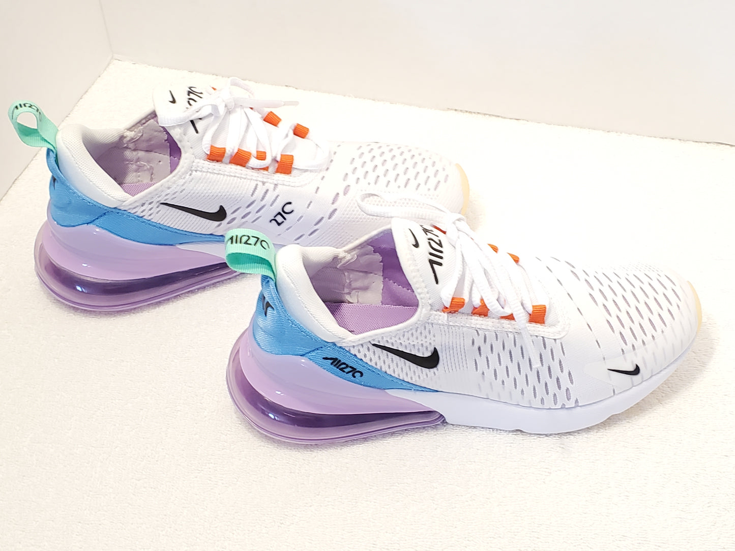 Nike Air Max 270 Women's Sneakers Size 6 White Black Purple Blue Green Orange