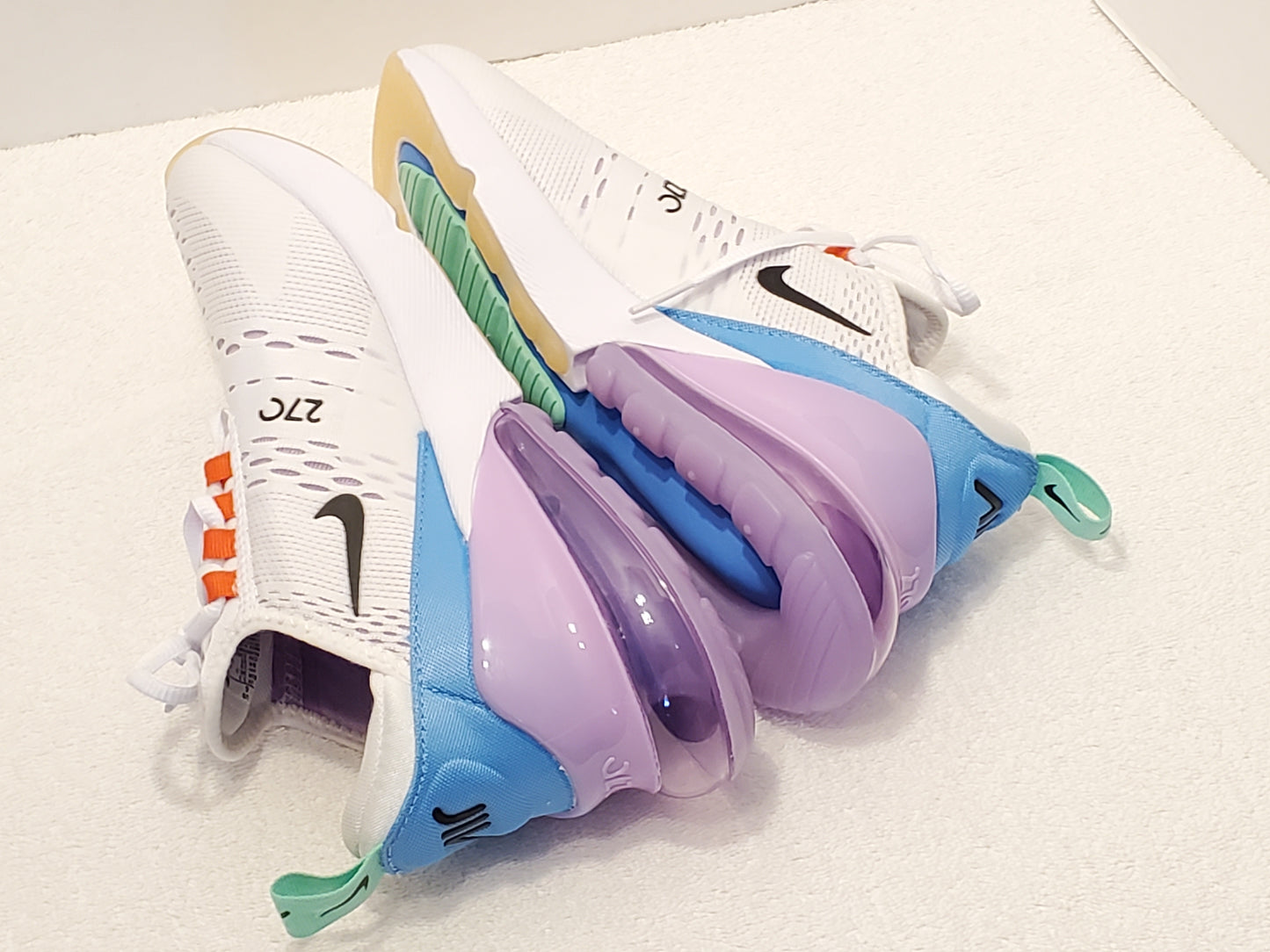 Nike Air Max 270 Women's Sneakers Size 6 White Black Purple Blue Green Orange