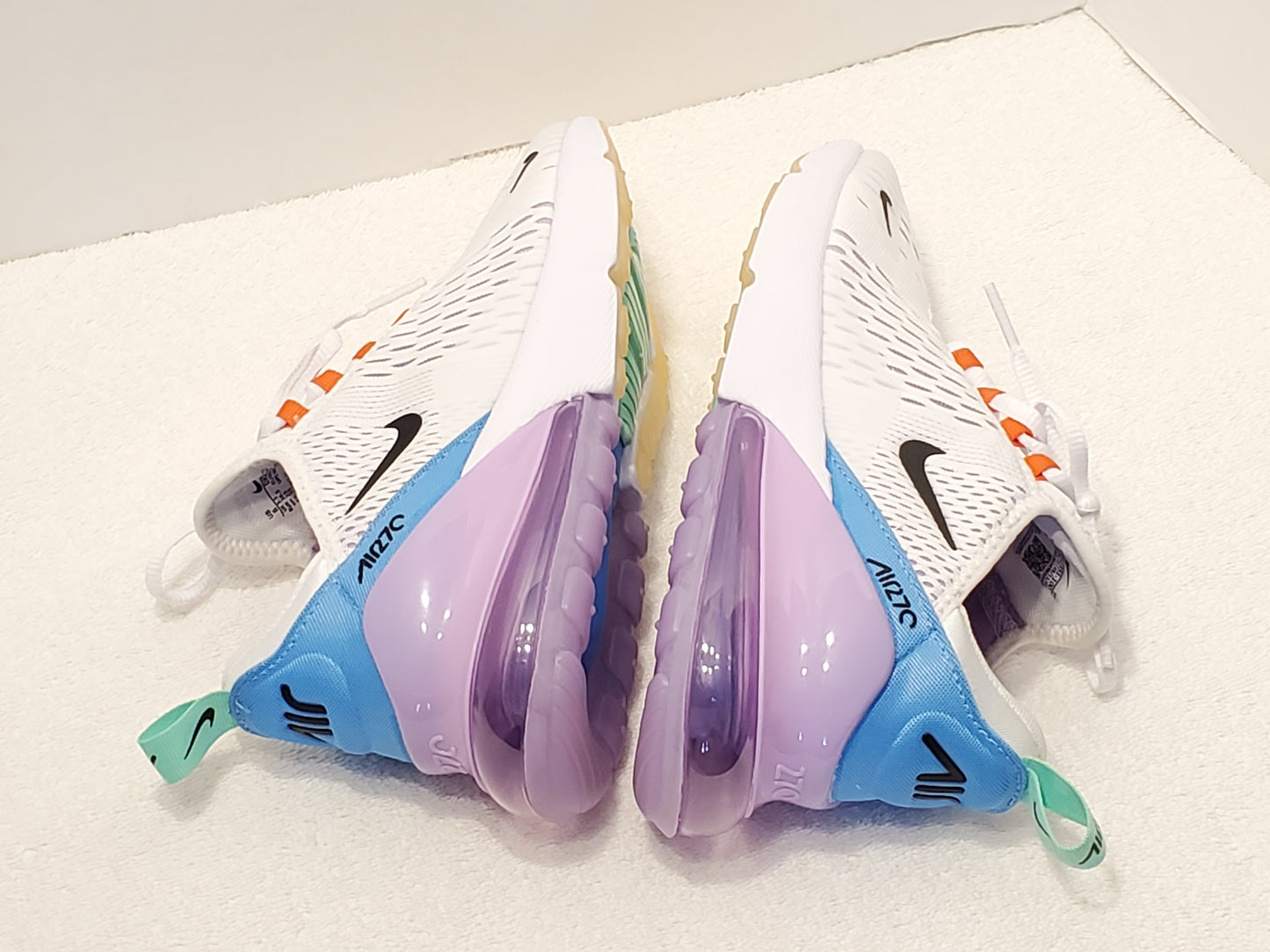 Nike Air Max 270 Women's Sneakers Size 6 White Black Purple Blue Green Orange