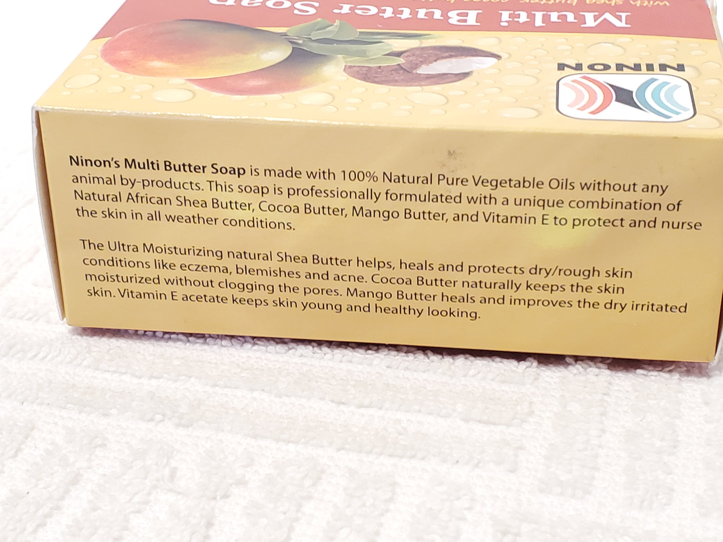 Multi Butter Bar Soap by Ninon 5 Ounce Shea Cocoa Mango Vitamin E 100% Vegetable Oil