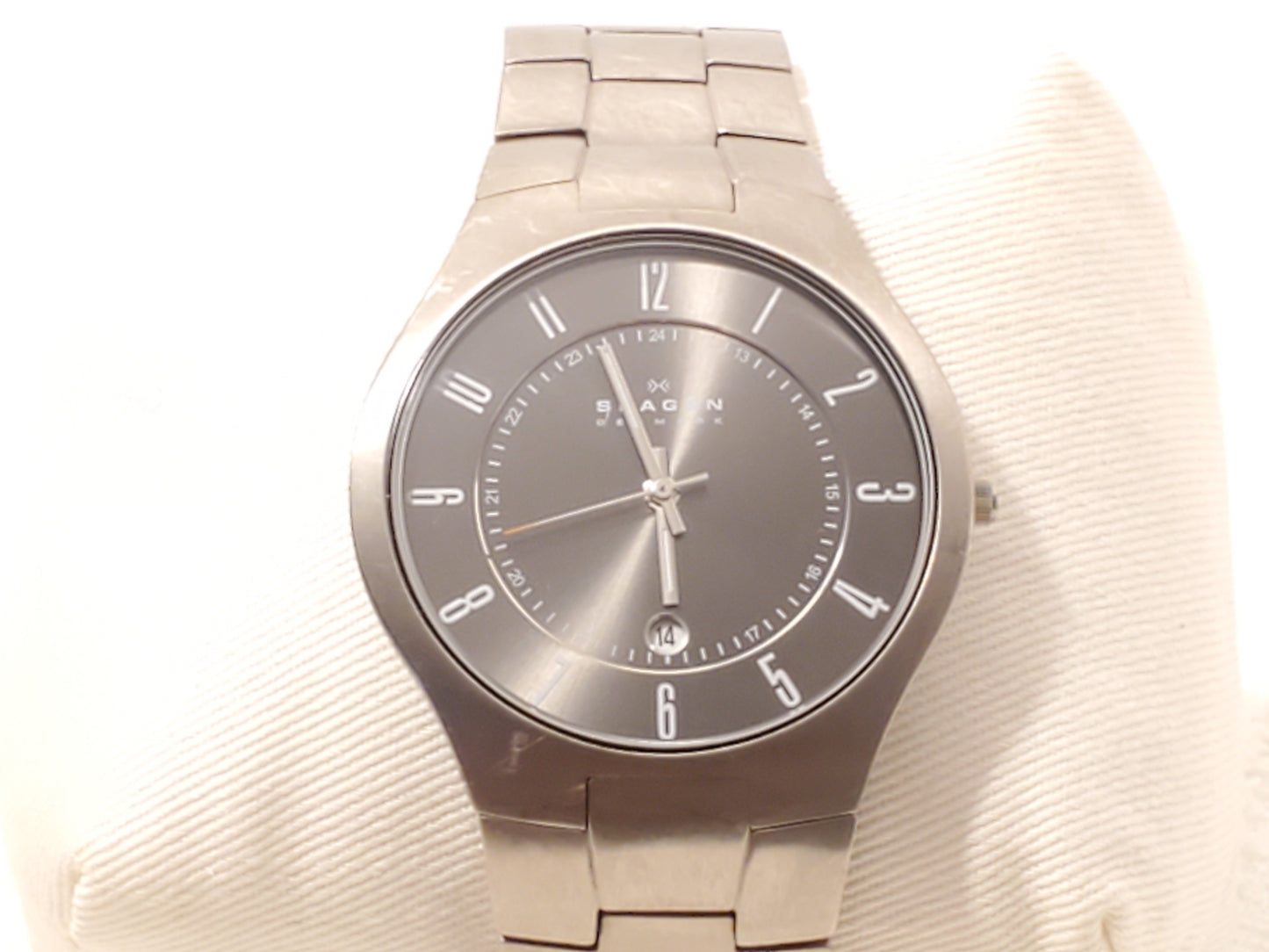Skagen Denmark Grenen Men's Grey Titanium Date Quartz Watch Black Dial 801XLTXM