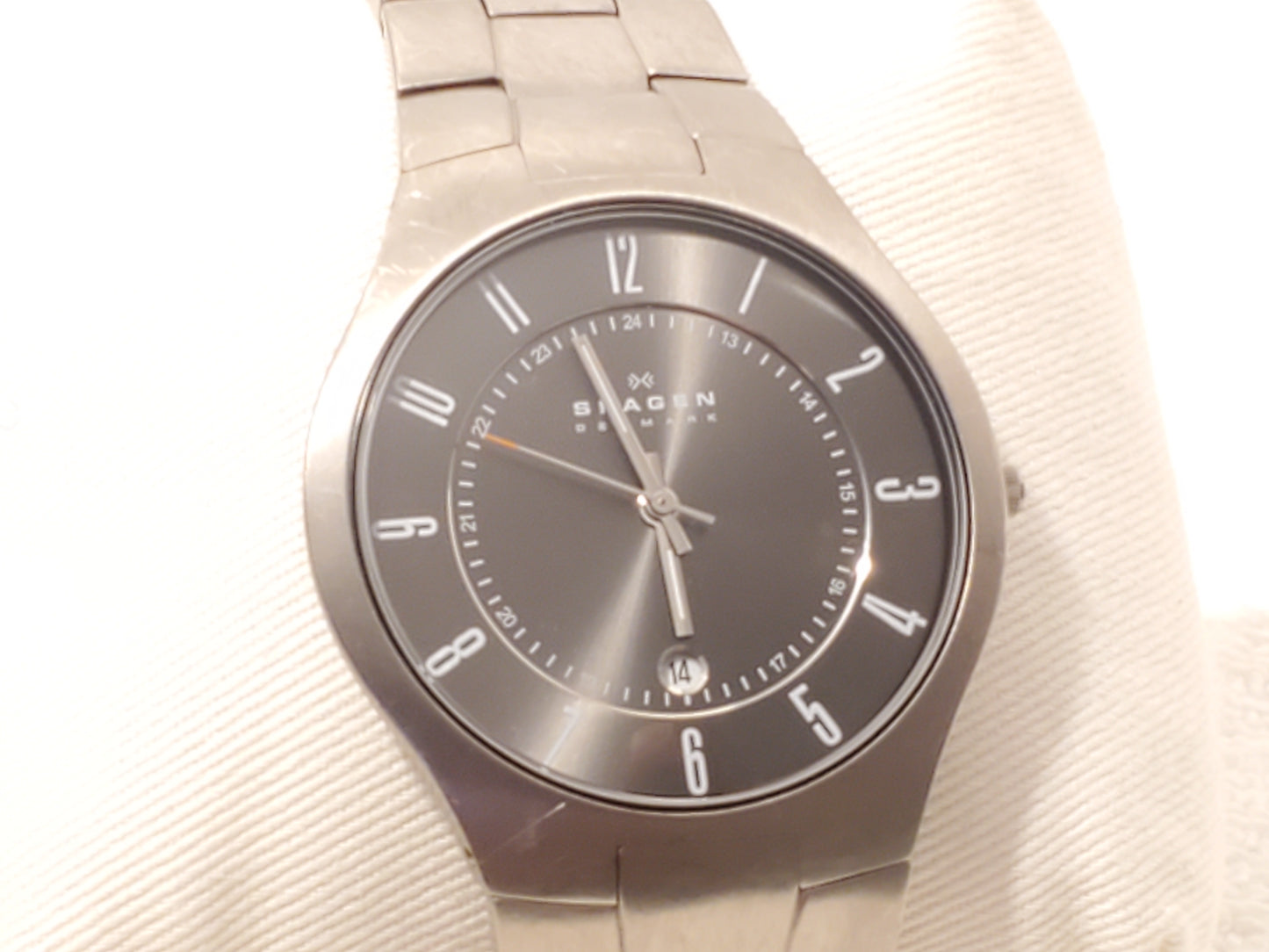 Skagen Denmark Grenen Men's Grey Titanium Date Quartz Watch Black Dial 801XLTXM