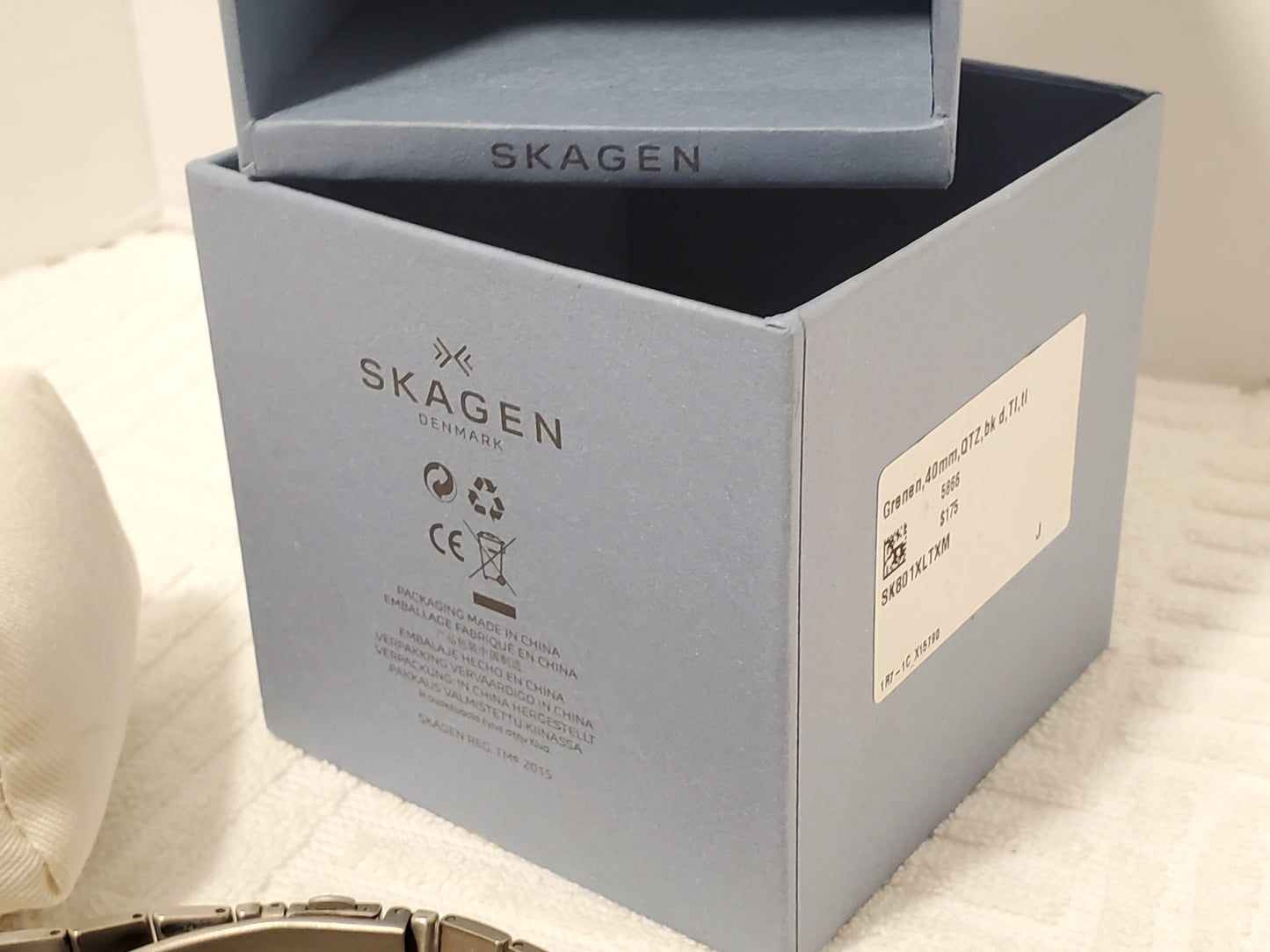 Skagen Denmark Grenen Men's Grey Titanium Date Quartz Watch Black Dial 801XLTXM