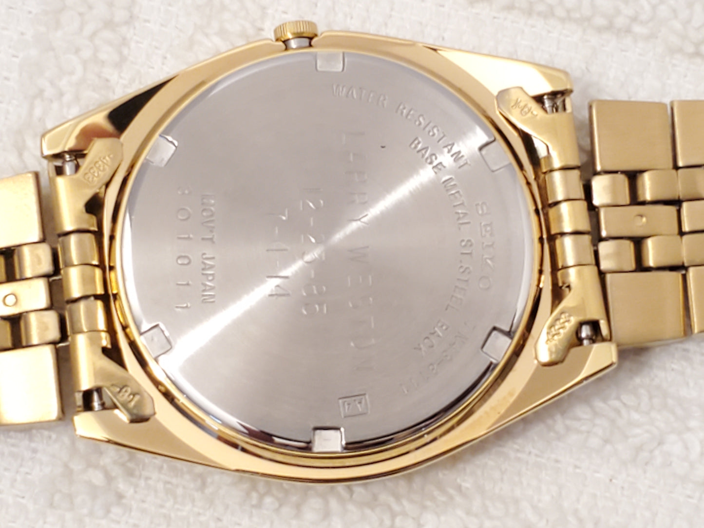 Vintage Seiko Men's Presidential Day Date Quartz Watch One Jewel Gold Tone SS