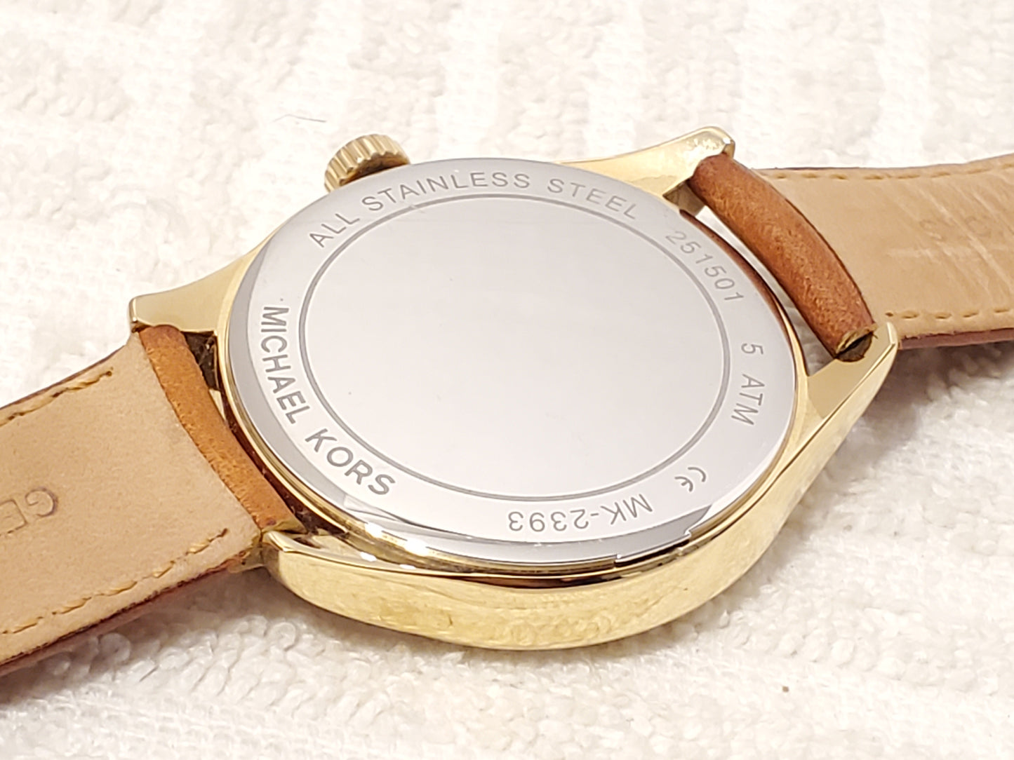 Michael Kors Women Day Date Moon Phase Quartz Watch Gold Tone Swarovski Crystals