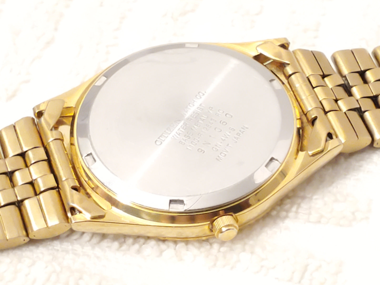 Vintage Citizen Men's Day Date Quartz Watch Stainless Steel Gold Tone Blue Dial