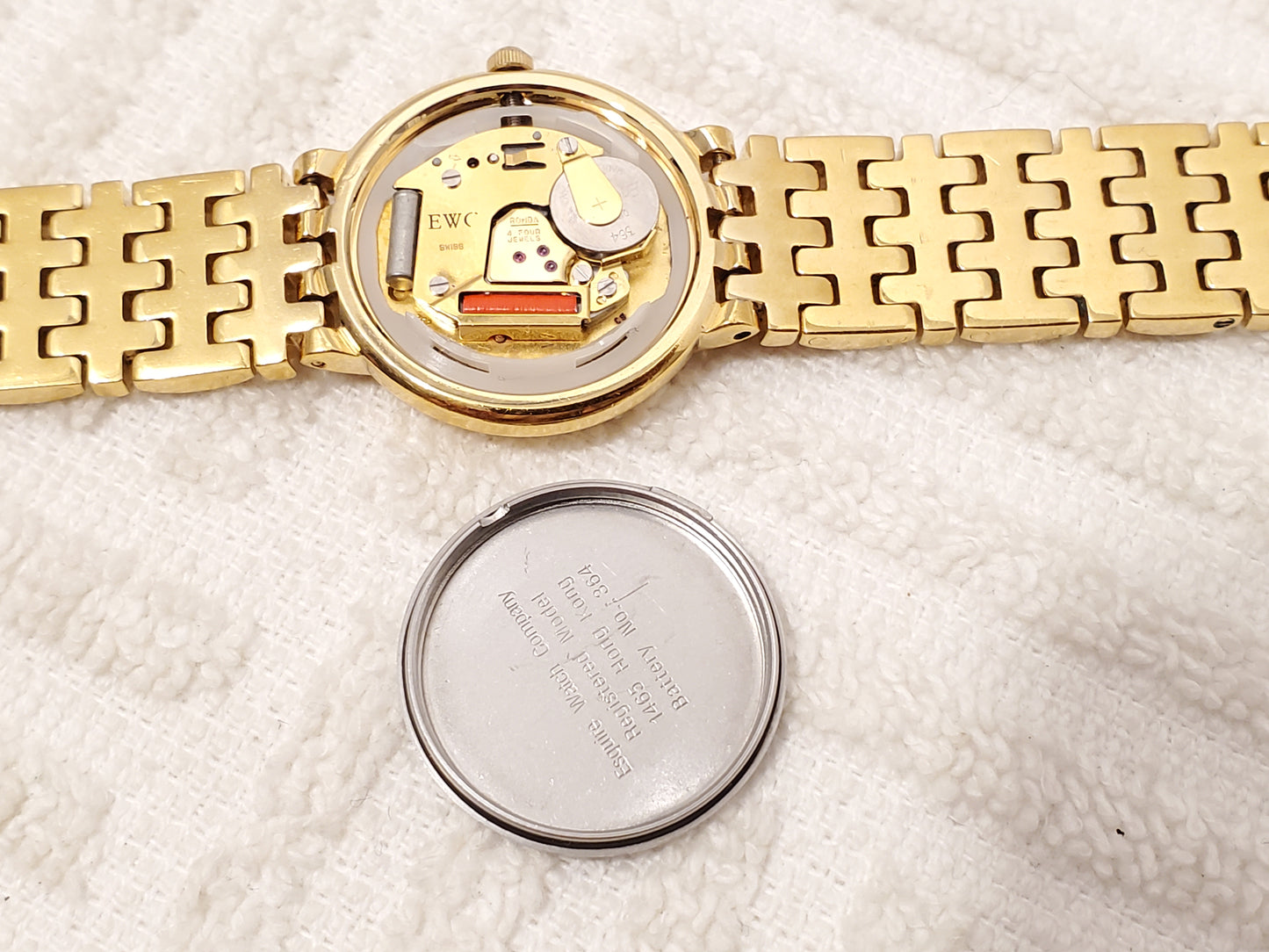 Vintage ESQ Swiss by Movado Women's Watch Diamonds Gold Plated Mother Pearl Dial