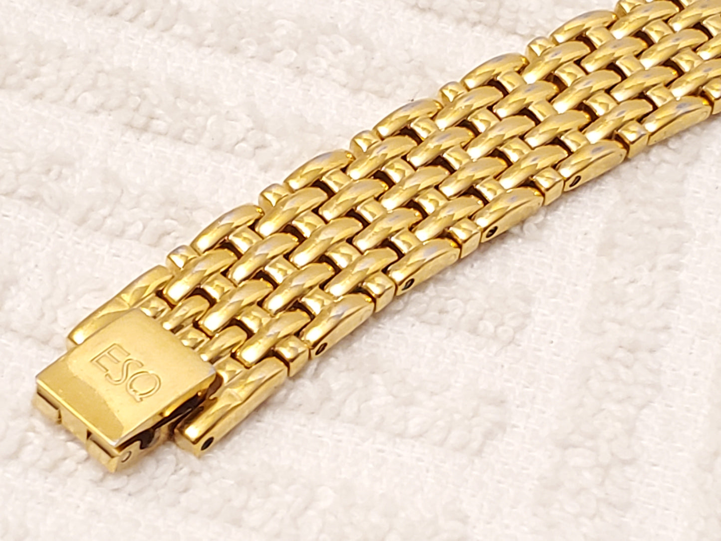 Vintage ESQ Swiss by Movado Women's Watch Diamonds Gold Plated Mother Pearl Dial