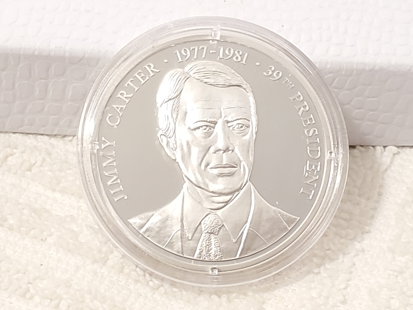 Vintage Presidential Portrait Jimmy Carter Silver Coin American Mint 20 Grams