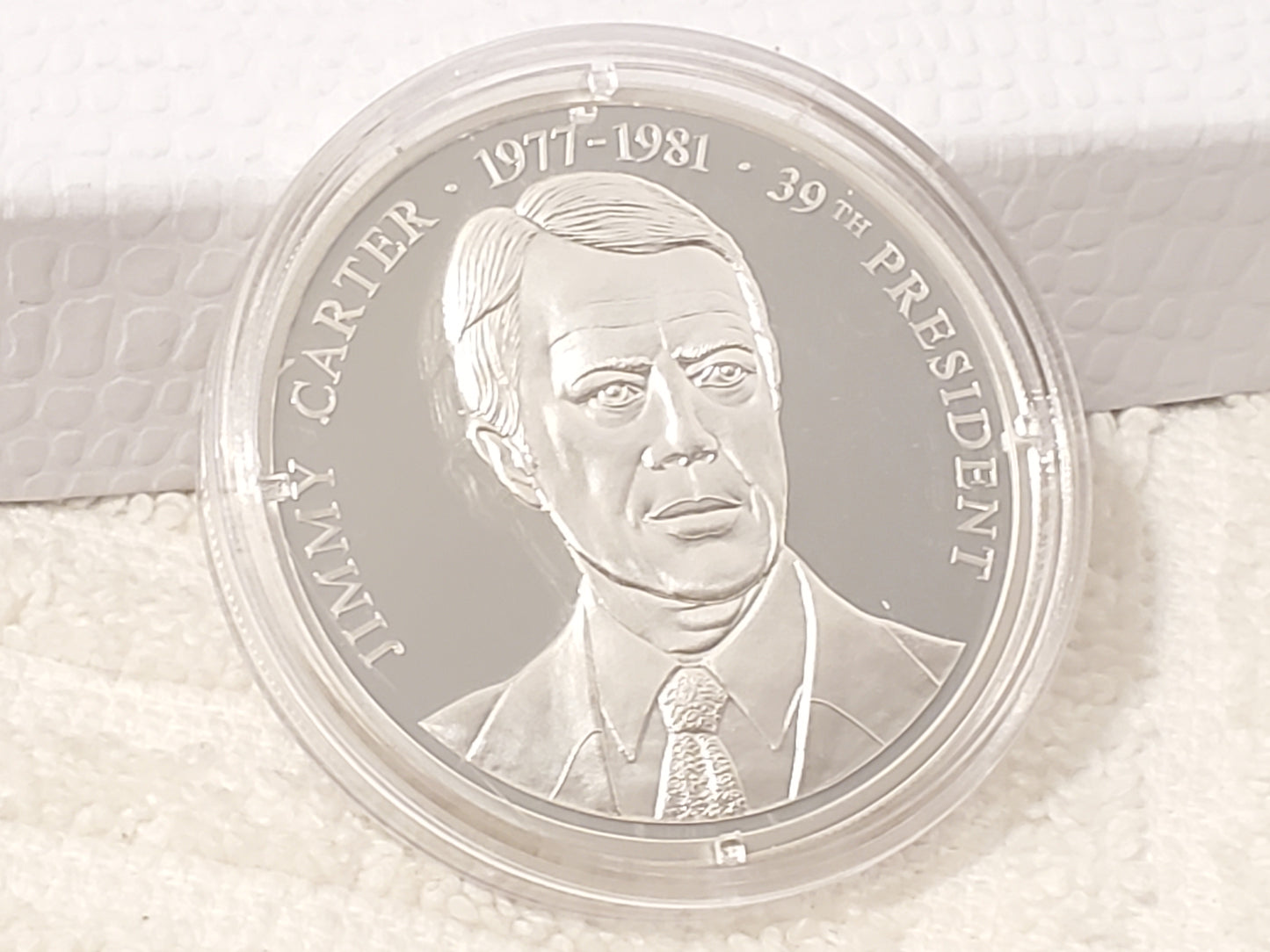 Vintage Presidential Portrait Jimmy Carter Silver Coin American Mint 20 Grams