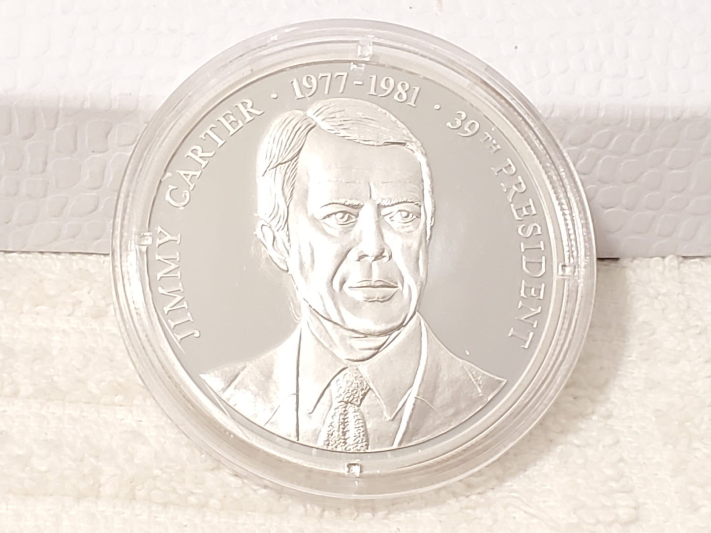 Vintage Presidential Portrait Jimmy Carter Silver Coin American Mint 20 Grams