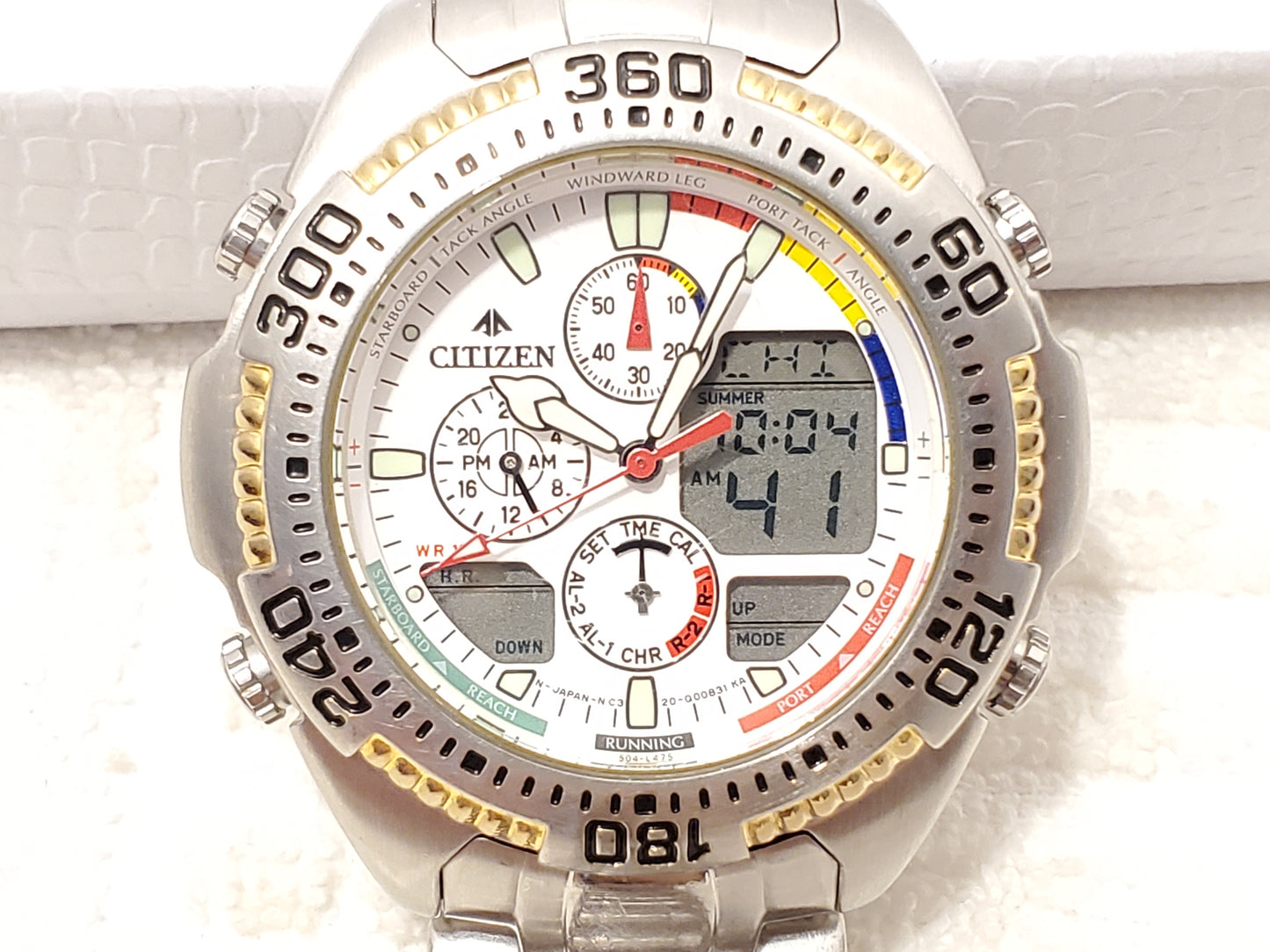 Vintage Citizen Promaster Yacht Stainless Steel Watch Analog Digital Day Date