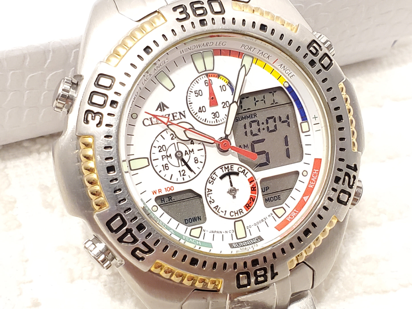 Vintage Citizen Promaster Yacht Stainless Steel Watch Analog Digital Day Date