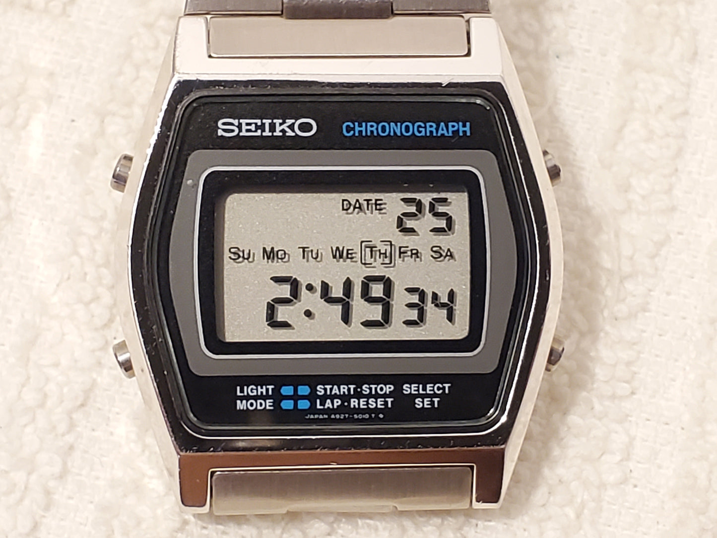 Vintage Seiko Digital Chronograph Day Date Month Men's Watch Stainless Steel