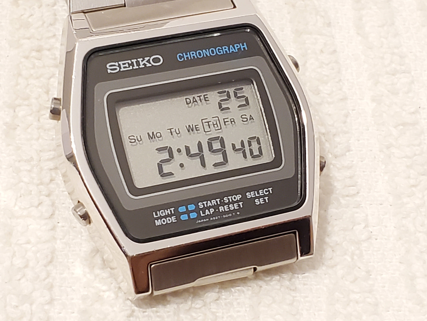 Vintage Seiko Digital Chronograph Day Date Month Men's Watch Stainless Steel