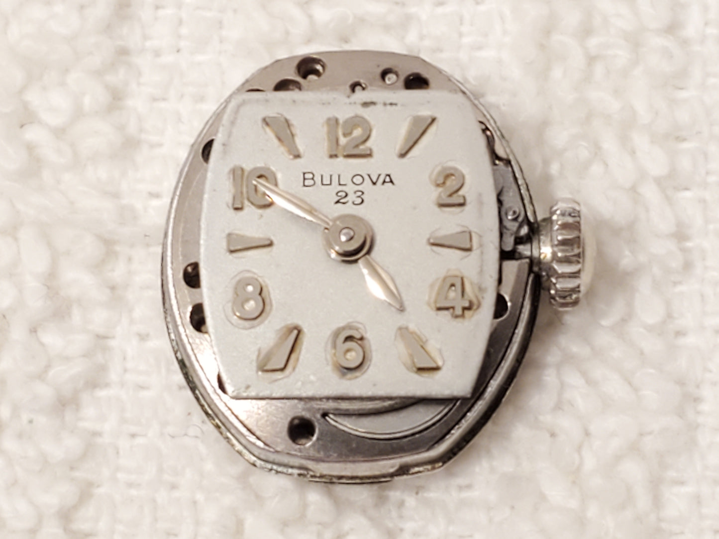Vintage Bulova 23 Jewels Women's Wind Up Watch 10K Gold Plated Two Diamonds