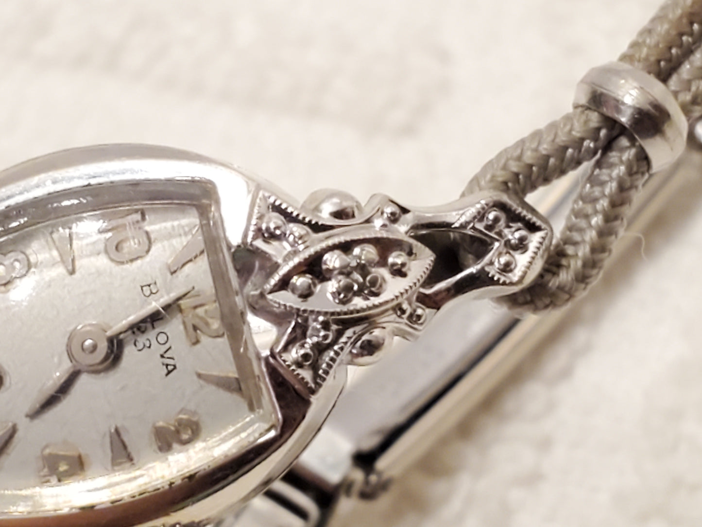 Vintage Bulova 23 Jewels Women's Wind Up Watch 10K Gold Plated Two Diamonds