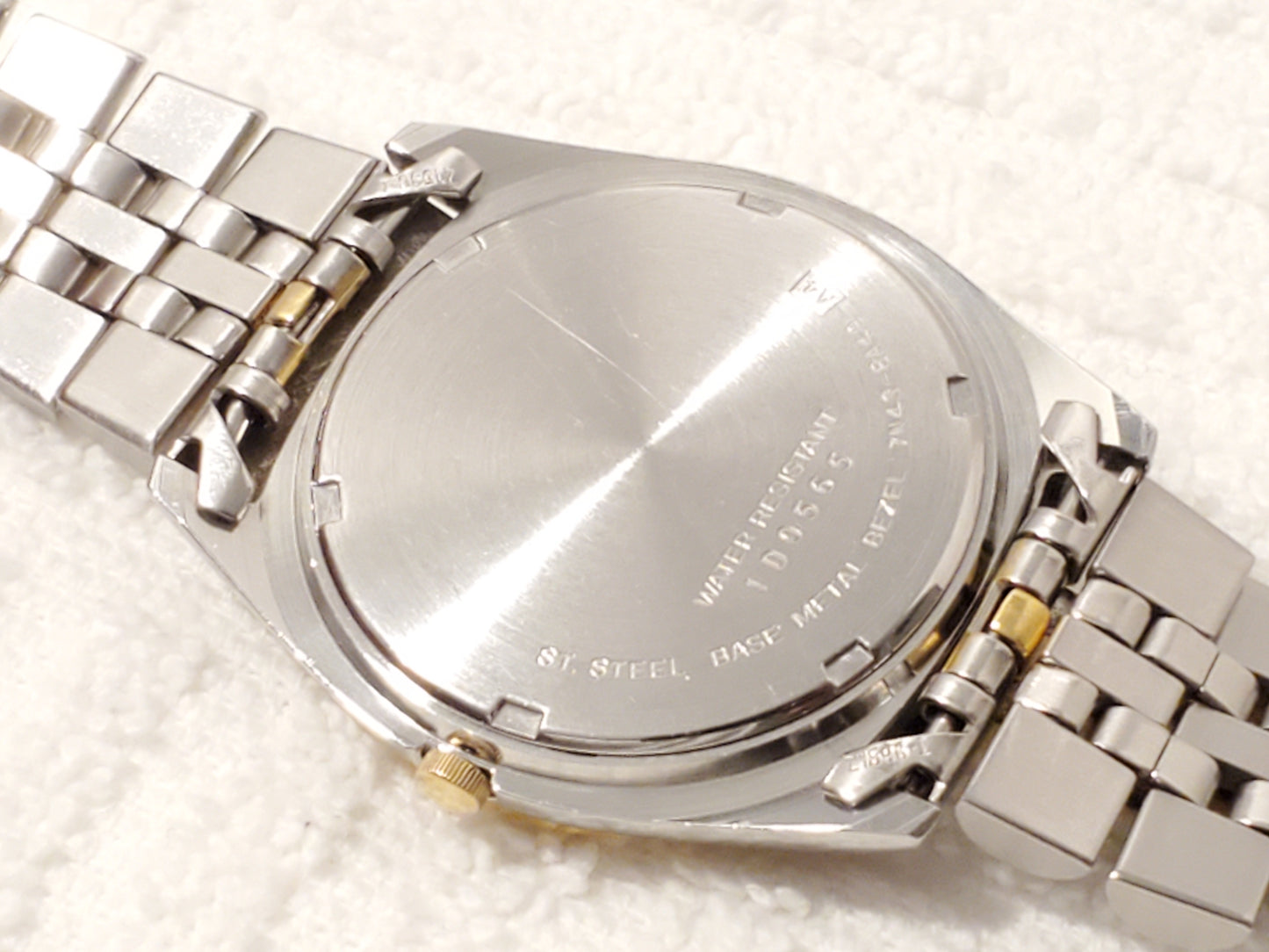 Vintage Seiko Day Date Mens Presidential Quartz Watch Stainless Steel Black Dial