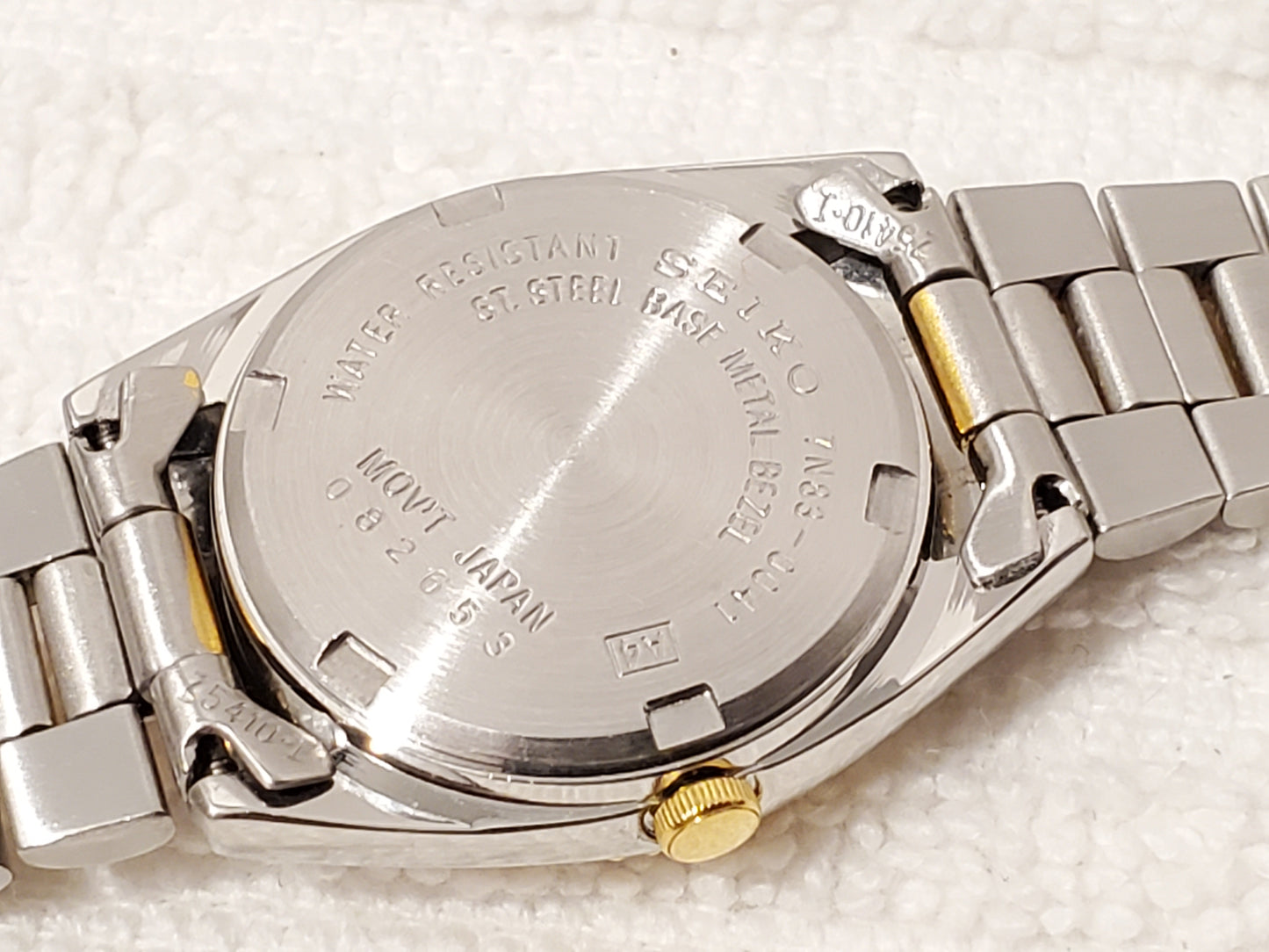 Vintage Seiko Women's Gold Dial Stainless Steel Day Date Quartz Watch Two Tone