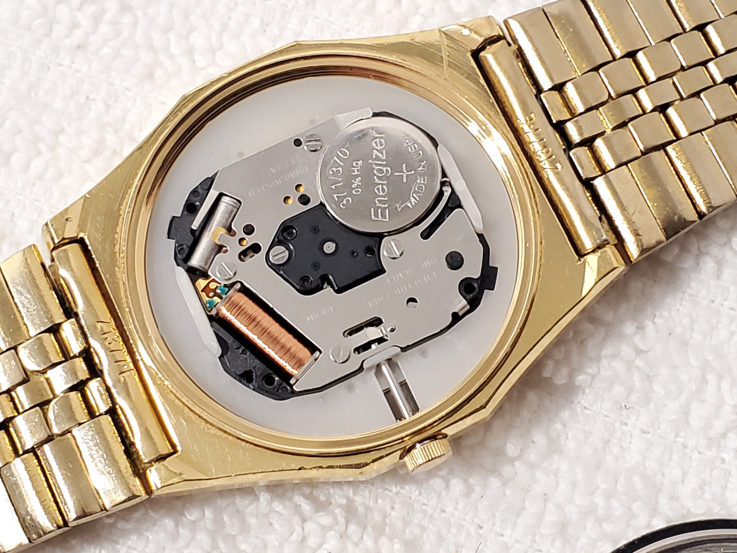 Vintage Seiko SQ Men Black Dial Day Date Watch Gold Tone Stainless Steel 1 Jewel