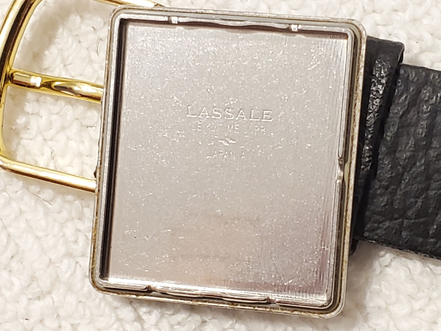 Vintage Seiko Lassale Womens Gold Plated Watch 7 Jewels Black Dial Leather Strap