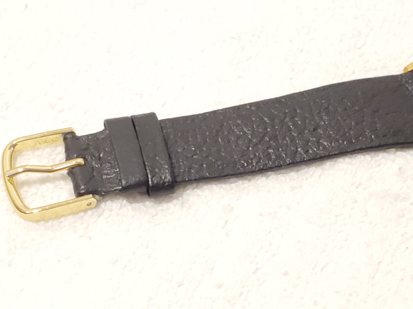 Vintage Seiko Lassale Womens Gold Plated Watch 7 Jewels Black Dial Leather Strap