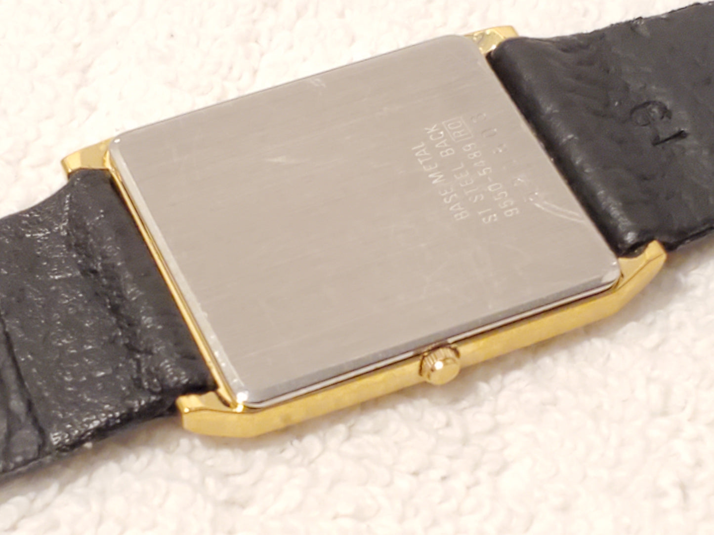 Vintage Seiko Lassale Womens Gold Plated Watch 7 Jewels Black Dial Leather Strap