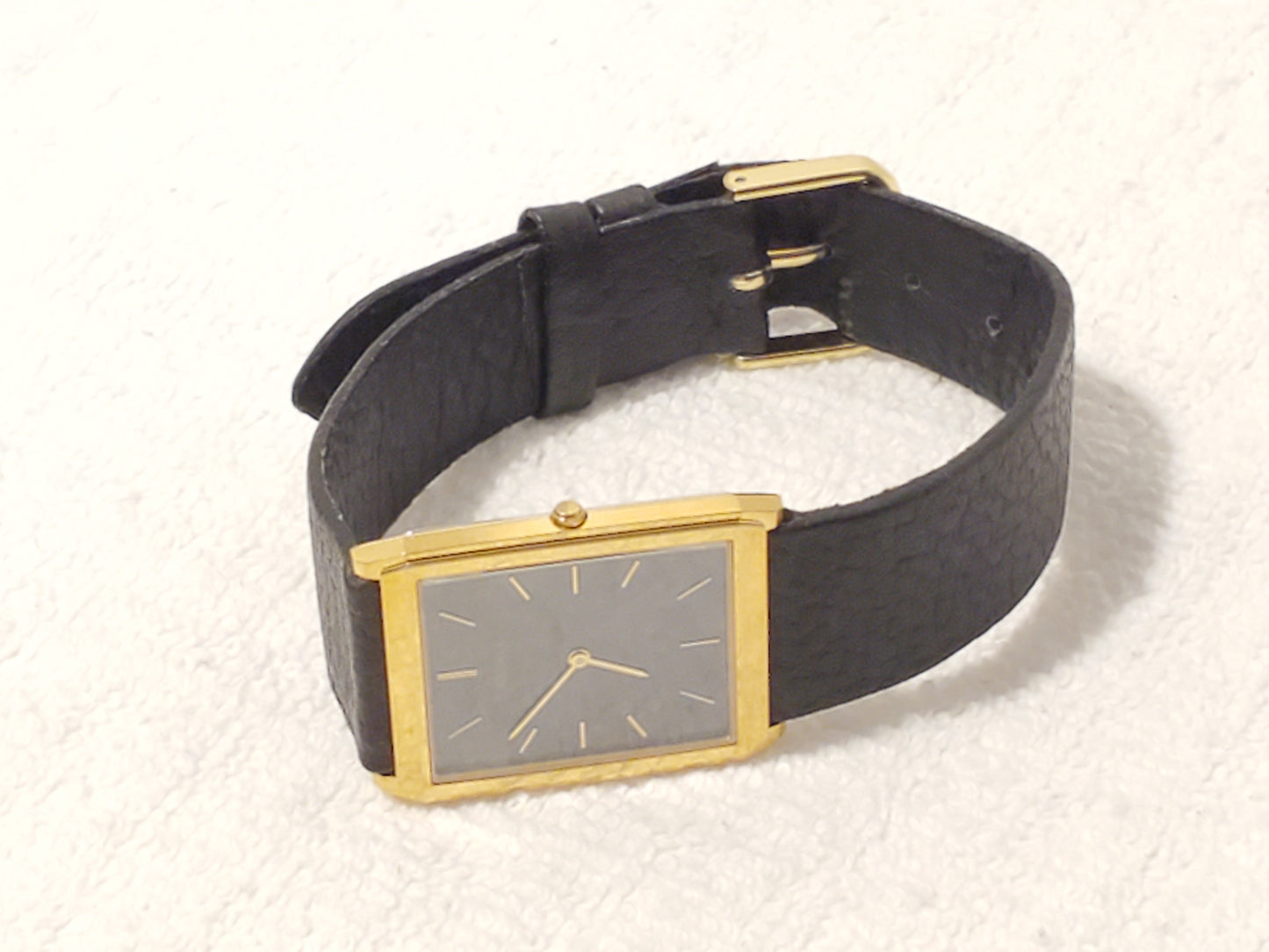 Vintage Seiko Lassale Womens Gold Plated Watch 7 Jewels Black Dial Leather Strap