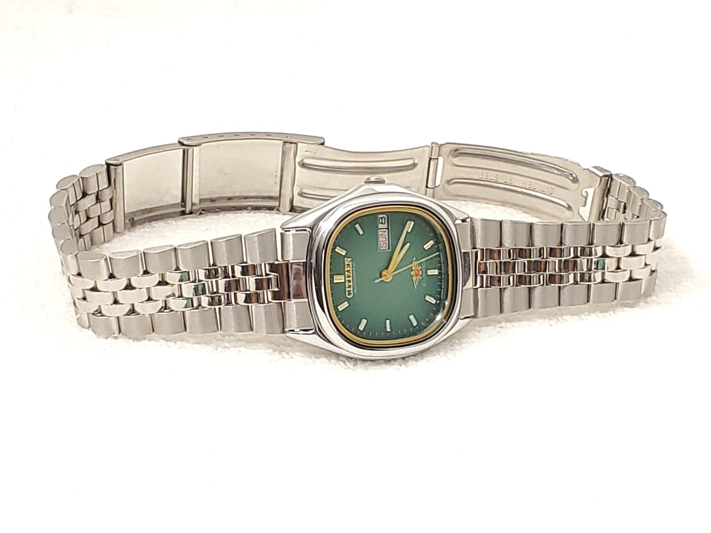Vintage Citizen Automatic Mens Day Date Watch Green Dial 21 Jewels Eagle S Steel