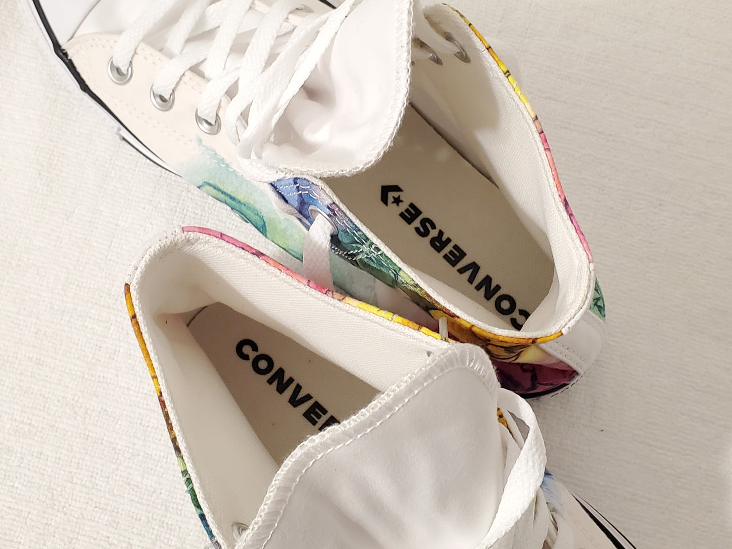 Converse Chuck Taylor All Star High Top Sneakers Skull Head Roses Multicolor