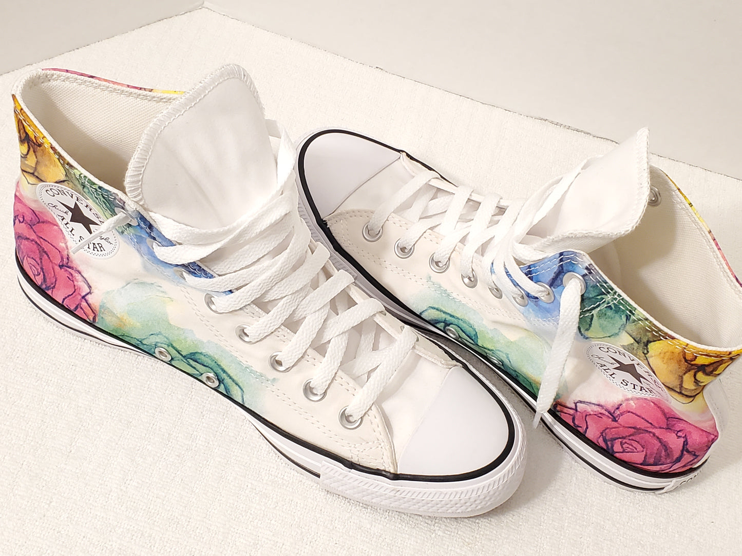 Converse Chuck Taylor All Star High Top Sneakers Skull Head Roses Multicolor