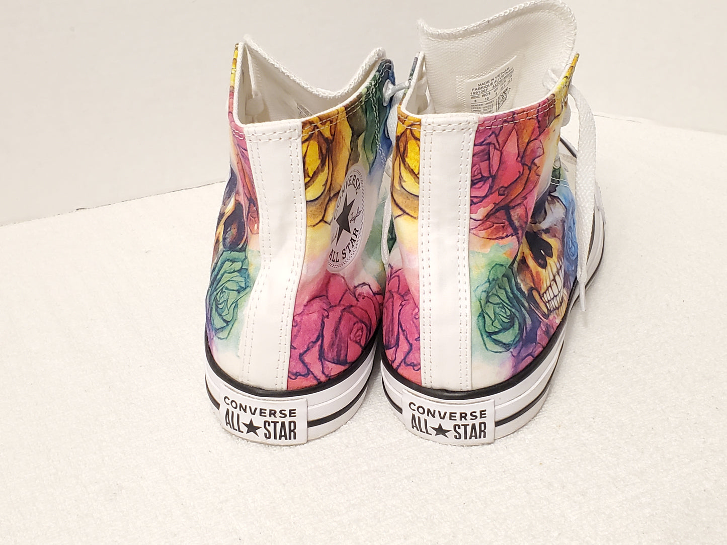 Converse Chuck Taylor All Star High Top Sneakers Skull Head Roses Multicolor