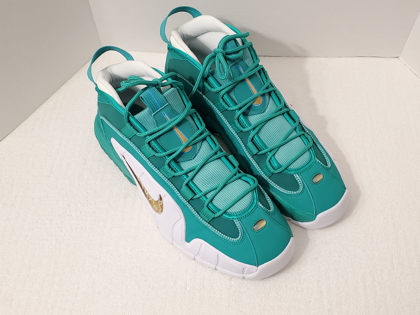 Nike Air Max Penny Men's Stadium Green White Metallic Gold Sneakers Size 13