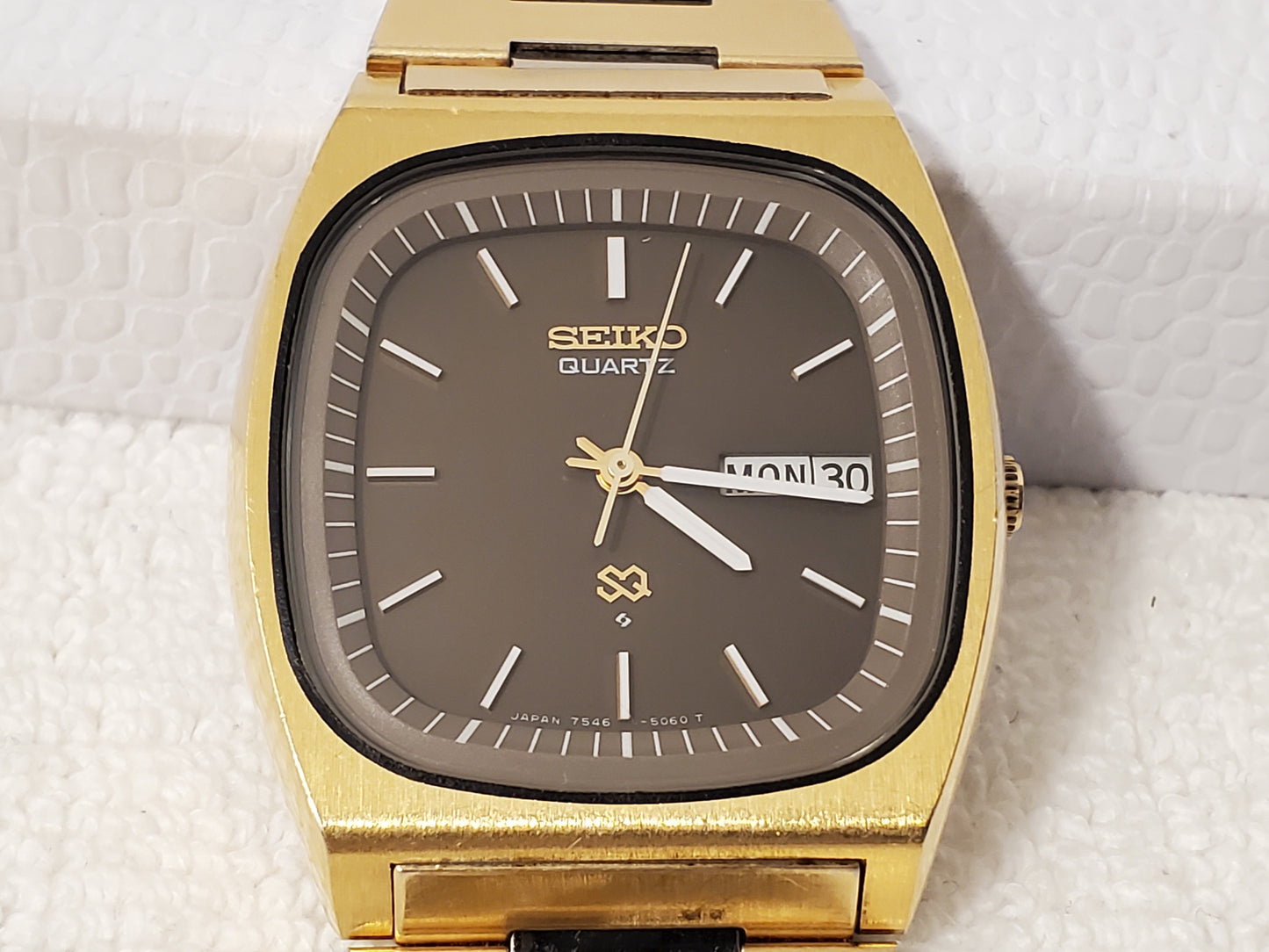 Vintage Seiko Men's Day Date Watch Brown Dial Stainless Steel 4 Jewels Gold Tone