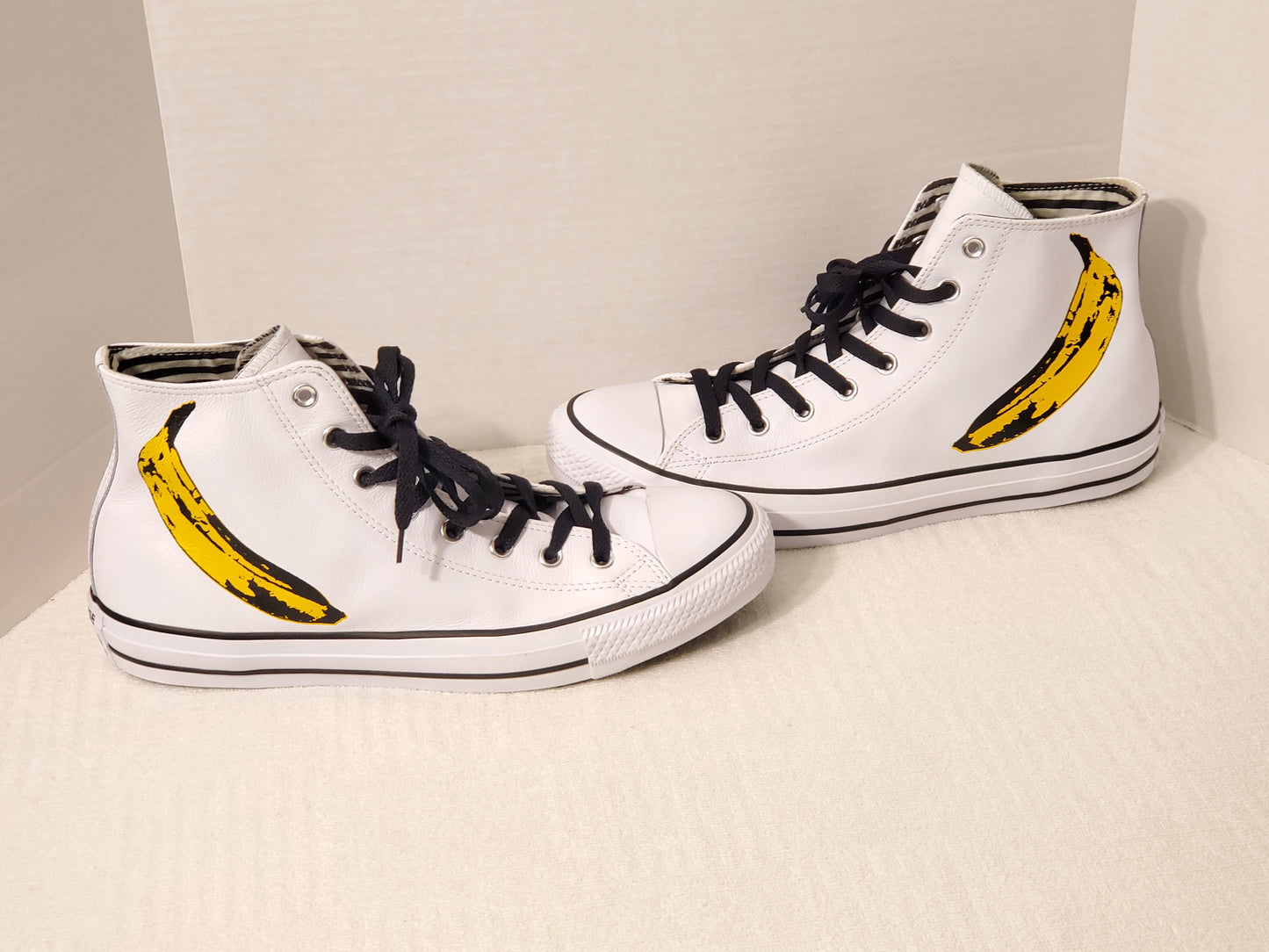 Converse Chuck Taylor All Star White Black Yellow High Tops Leather Sneakers Men