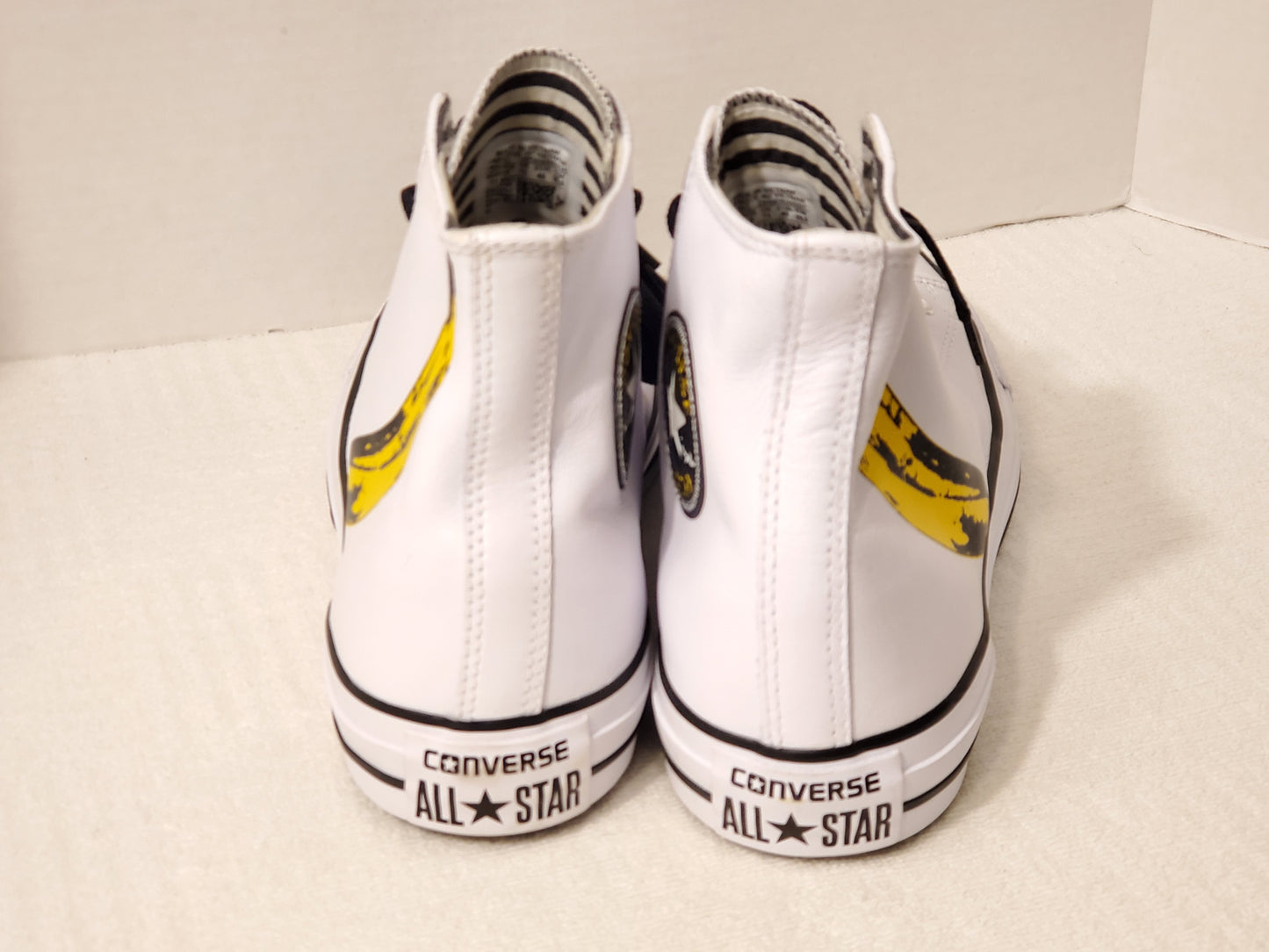 Converse Chuck Taylor All Star White Black Yellow High Tops Leather Sneakers Men