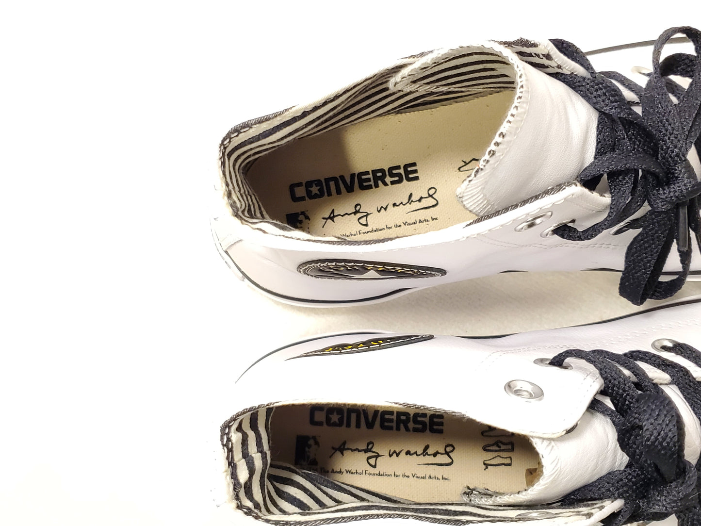 Converse Chuck Taylor All Star White Black Yellow High Tops Leather Sneakers Men