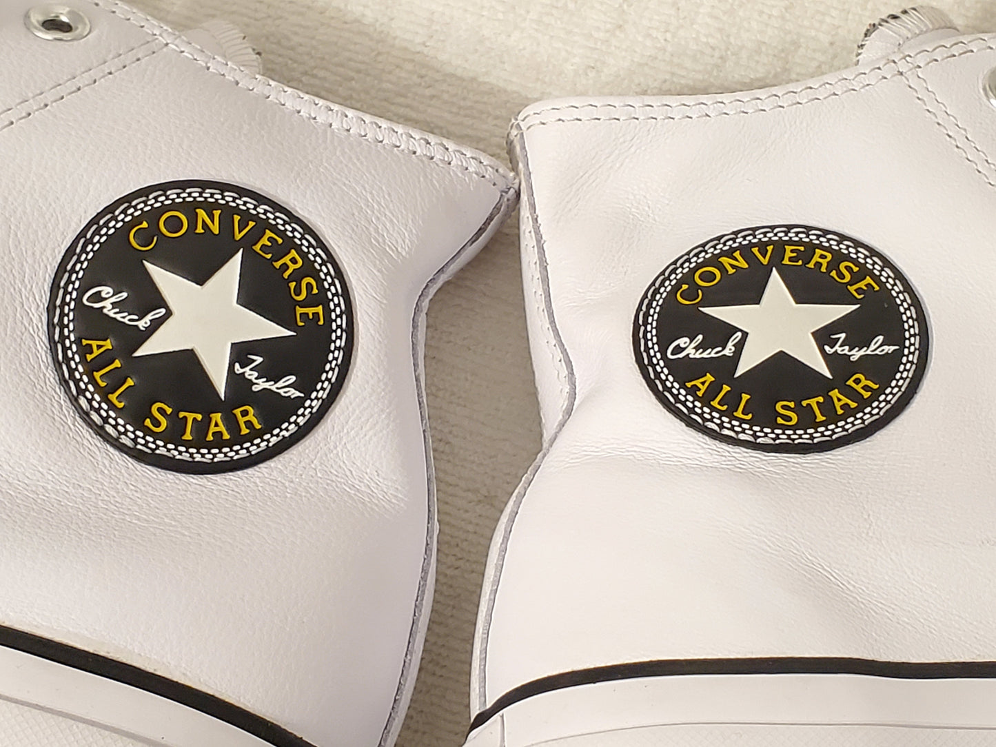 Converse Chuck Taylor All Star White Black Yellow High Tops Leather Sneakers Men
