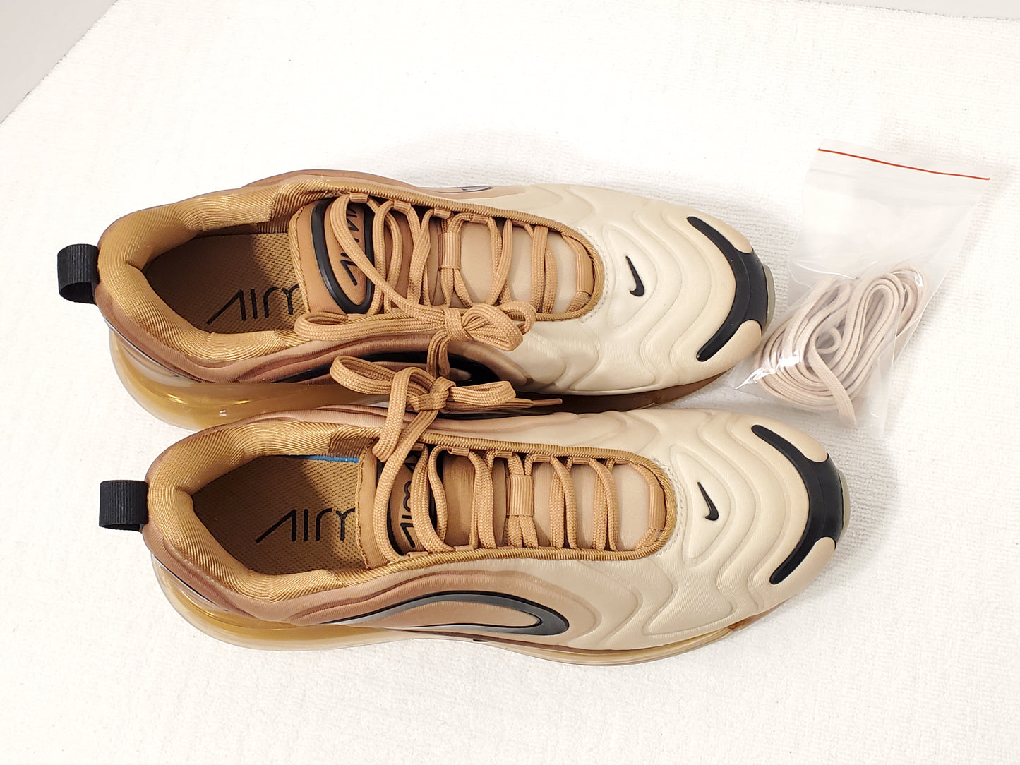 Nike Air Max 720 Desert Gold Wheat Black Lace Up Low Top Sneaker Size 7.5 Men's