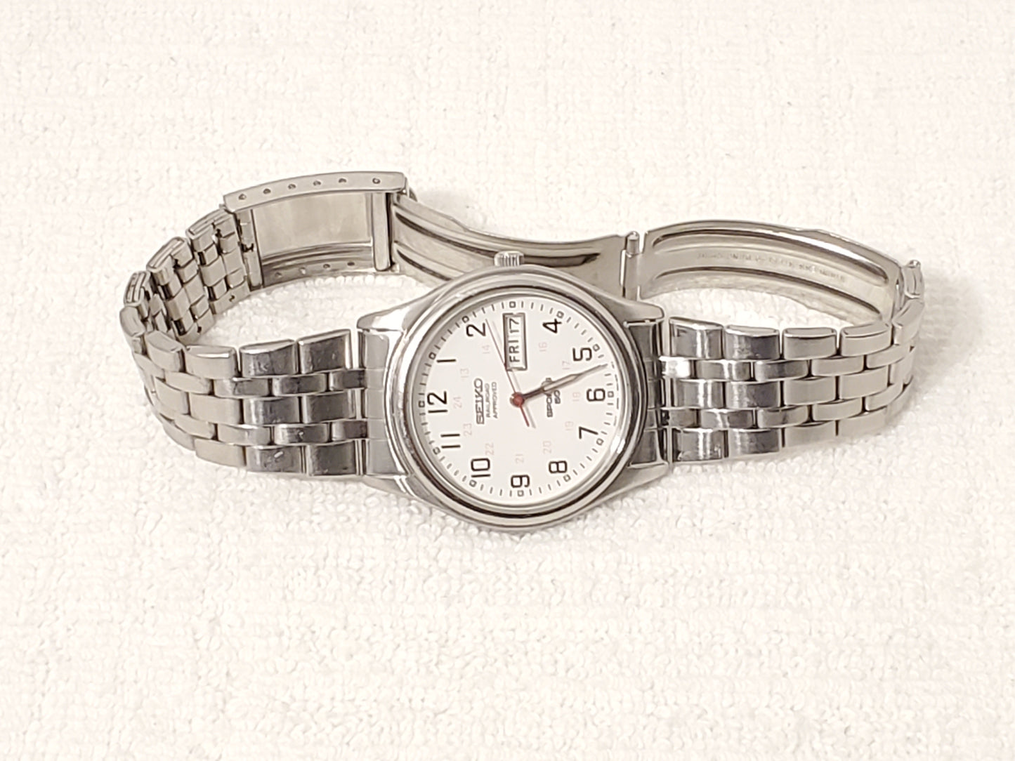 Vintage Seiko Railroad Approved Sports 50 Men's Day Date Watch Stainless Steel