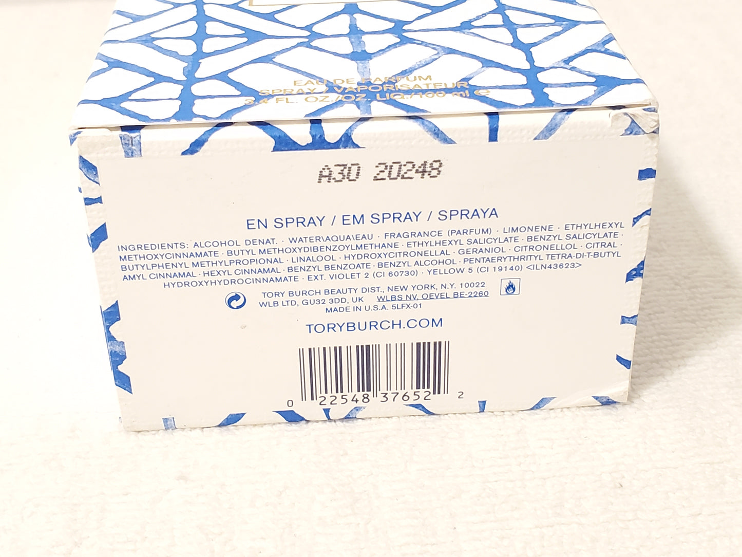 Tory Burch Bel Azure Women's Perfume 3.4 oz Bottle Eau De Parfum Spray with Box