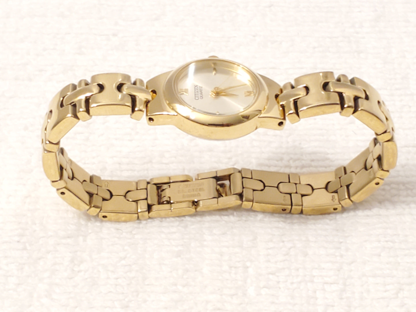 Vintage Citizen Women Gold Tone Stainless Steel Watch Silver Dial Roman Numeral