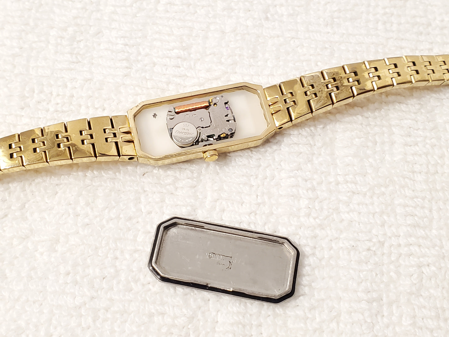 Vintage Citizen CQ Women's Tank Quartz Watch Gold Plated Champagne Dial S Steel